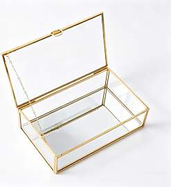 Feyarl Goldfarbene Glas-Schmuckschatulle,