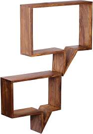 FineBuy 2er Set Wandregale Massiv-Holz Sheesham