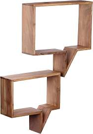 FineBuy 2er Set Wandregale Massivholz Akazie