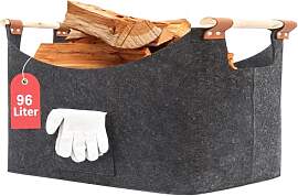 FINEW Holzkorb für Kaminholz 96L, Kaminholzkorb