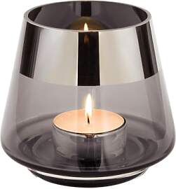 Fink graues Teelichthalter Ø 11 cm aus Glas