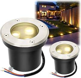 Fiqops 2er Set Bodenstrahler außen mit LED 3W