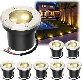 Fiqops 8er Set Bodenstrahler außen mit LED 3W