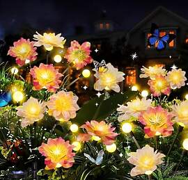 Firefly Blumen Solarlampen für Außen Garten, 4