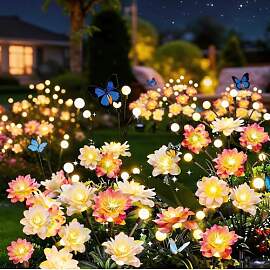 Firefly Blumen Solarlampen für Außen Garten, 6