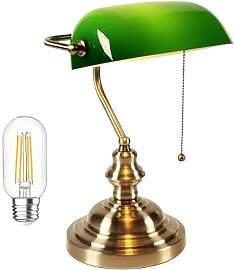 FIRVRE Tischlampe Vintage aus Grünem Glas,