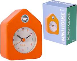 Fisura – Mini-Haus-Wecker Orange. Analoger