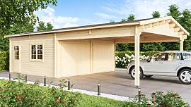 Fjordholz Doppelgarage aus Holz mit Carport Modell 