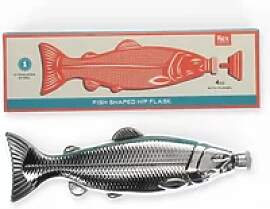 Flachmann für Likör aus Edelstahl in Fischform