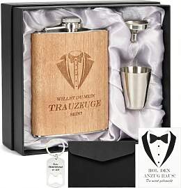 Flachmann Geschenkset 8oz mit Gravur – Edelstahl 