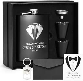 Flachmann mit Gravur 8oz Edelstahl Geschenkset