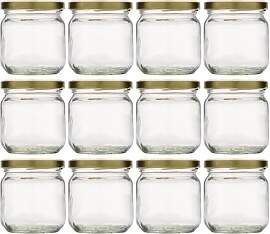Flaschenland 12 Rundgläser 212 ml mit goldenem
