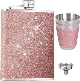 Flask, Flachmann Pink Edelstahl 4er Set, 240ml