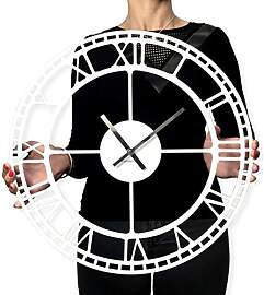 FLEXISTYLE Vintage Wanduhr Metall, schwarz, 50cm,
