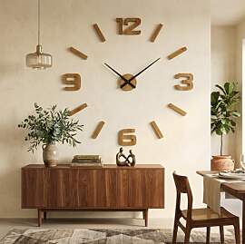FLEXISTYLE Wanduhr groß Eiche modern ohne