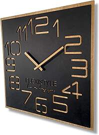 FLEXISTYLE Wanduhr groß holzoptik Holz Digits