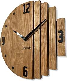 FLEXISTYLE Wanduhr modern Holz Eiche asymmetrisch