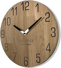 FLEXISTYLE Wanduhr Natur 30cm Durchmesser