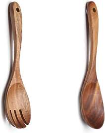 Fleymu Salatbesteck Holz, 2 Stücke Salatbesteck