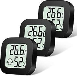 Flintronic Mini LCD Thermometer, 3 Stück Digital