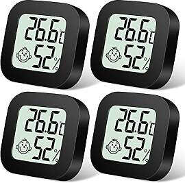 Flintronic Mini LCD Thermometer, 4 Stück Digital