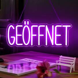 Flixyticy Lila Geöffnet Neonschild für Tür,