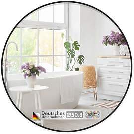 Floordirekt 50 cm Runder Spiegel - Schwarz Spiegel 