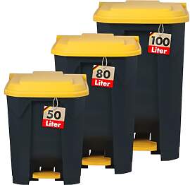 Floordirekt Mülleimer 80 Liter, gelber Deckel,