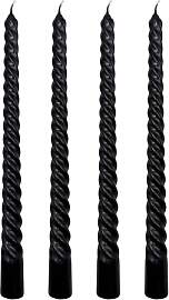 FloraVigo 4 Stück Schwarze stabkerzen gedreht,
