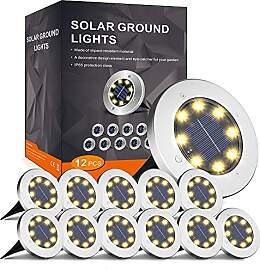 FLOWood 12 Stück Solar Bodenleuchte für Garten 8 