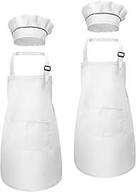 Fodlon Kinderschürze und Kochmütze Set, Weiß