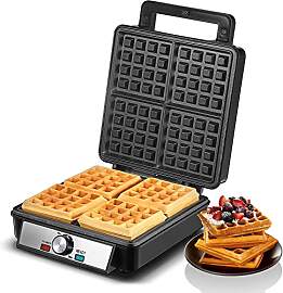FOHERE 4-Scheiben Waffeleisen, 1200W Belgisches