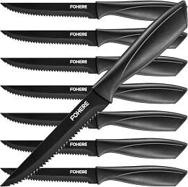 FOHERE 8 Steakmesser Set, Schwarze Steakmesser mit 