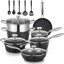 FOHERE Topfset Pfannenset 17-Teilig, Induktions