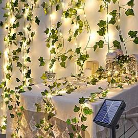Fohil Künstlicher Efeu Lichterkette 100LED 12M