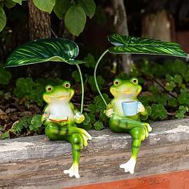 FONDUO Deko Frosch Garten Figuren Draußen,