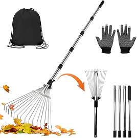 Forbabe 215cm Laubrechen Verstellbar mit 15 Zinken 