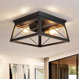 FORCOSO Deckenlampe Schwarz 2-flammig - E27 Modern 
