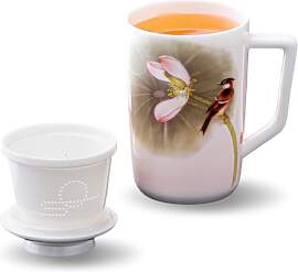 FORESTDREAM Keramik-Teetasse mit Sieb und Deckel,