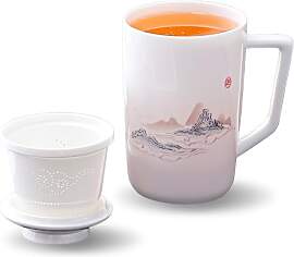 FORESTDREAM Keramik-Teetasse mit Sieb und Deckel,