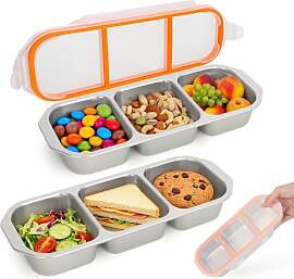 FORETOGO Snackbox mit Fächern, 2 Stück Edelstahl 