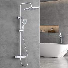 FORIOUS Duschsystem mit Thermostat,Edelstahl