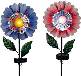 formano 2er Set Solar-Blüten Gartenstecker Metall 