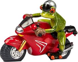 formano Dekofigur Frosch Motorrad handbemalte