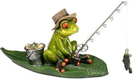 formano Frosch Angler auf Blatt Handbemalte