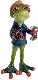 formano Frosch Winzer mit Weinglas 16cm handbemalt 
