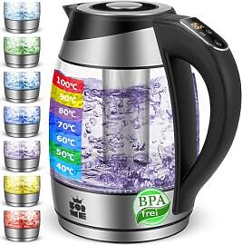 FOR ME Glas Elektrischer Wasserkocher mit Teesieb
