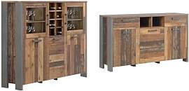 Forte Clif Highboardvitrine mit 3 Türen unf 2