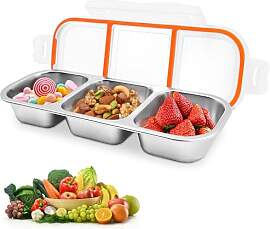 FORYNXHWIN Snackbox mit 3 Fächern, Snackteller