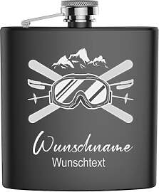 FORYOU24 Edelstahl Flachmann mit Gravur Skibrille